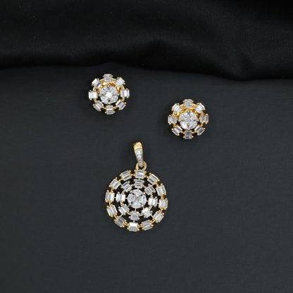 Designer Pendant Set with Rectangular Cluster Craftsmanship