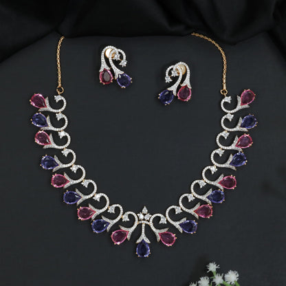 Statement GJ Necklace with Decorative Crystal Swirls