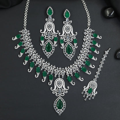 Heritage Revival Rhodium Necklace Set with Statement Crest Centrepiece