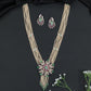 Multi-Strand Beads Necklace with Floral Medallion Centerpiece