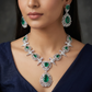 Designer Inspired Rhodium Necklace Set with Floral Crest Detailing