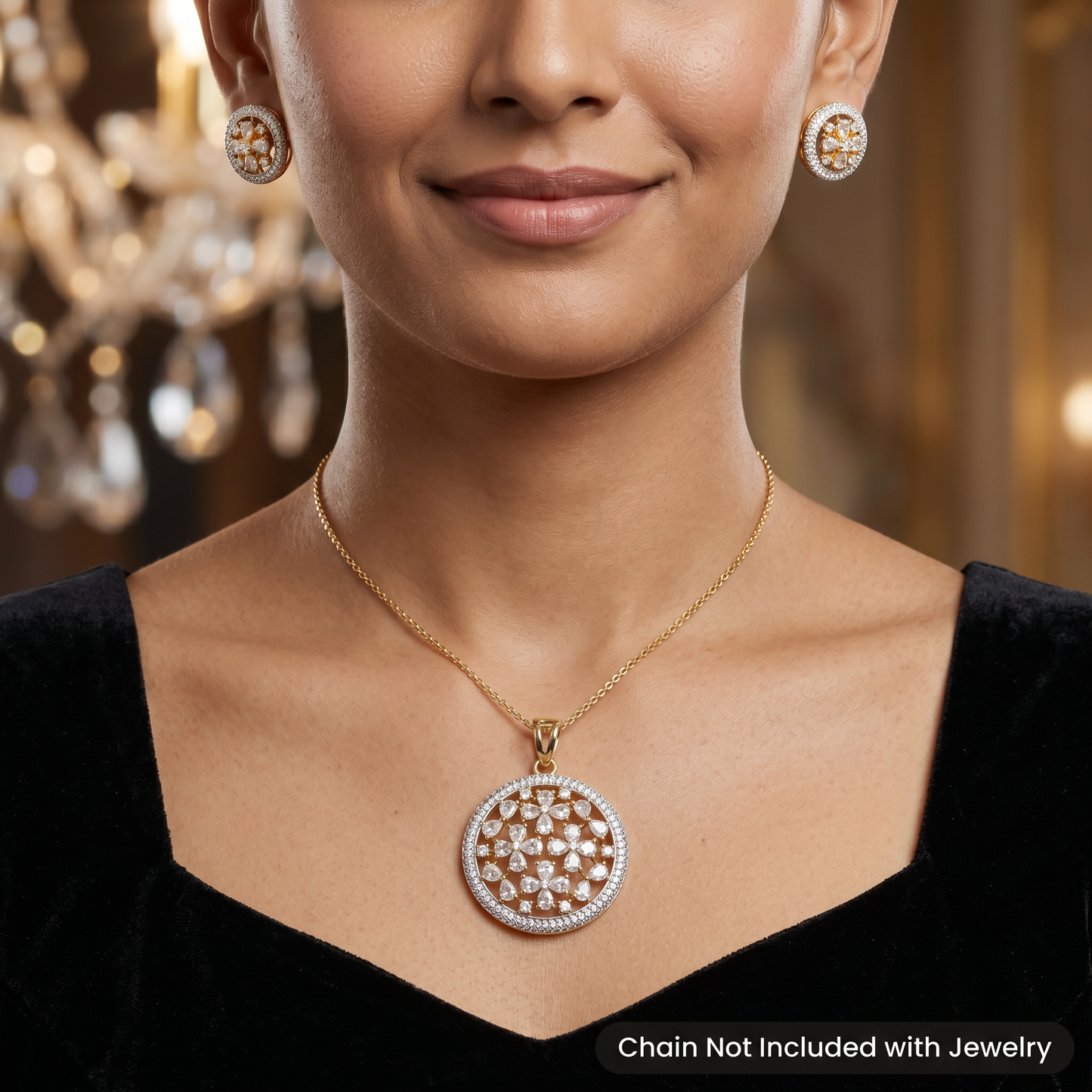 Elegant Pendant Set with Floral Centre Arrangement