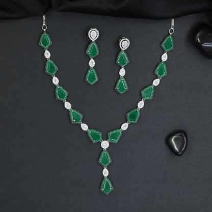 Everyday Luxe Rhodium Necklace Set with Geometric Cascade Styling
