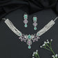 Rhodium Choker with Floral Arrangement and Crystal Accents