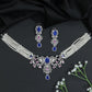 Rhodium Choker with Floral Arrangement and Crystal Accents