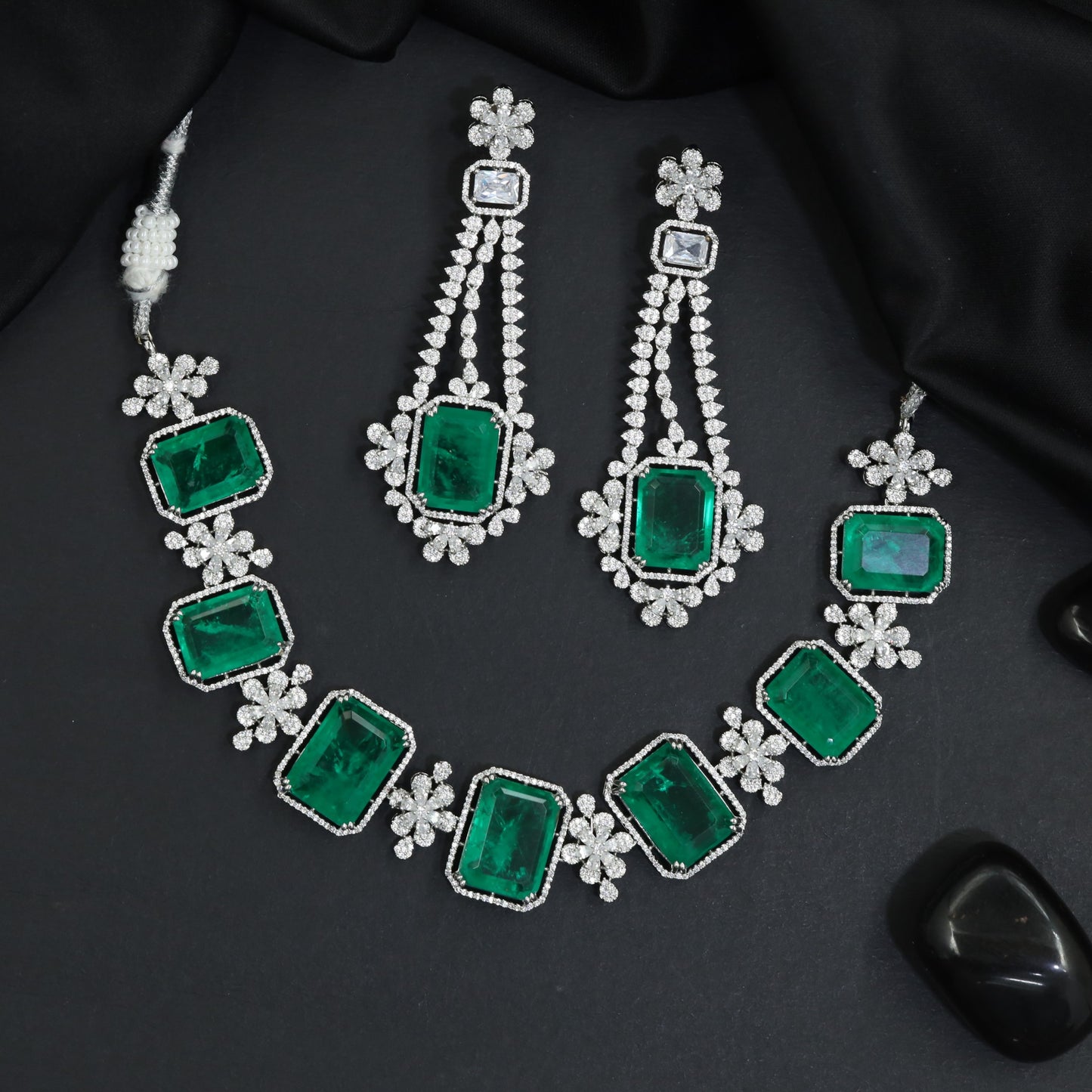 Statement Collar Rhodium Choker with Blossom Medallion Pattern