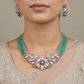 Multi Strand Beads Necklace with Flower Cluster Centerpiece