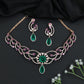 Vine Pattern Crystal Necklace Set with Emerald Accents