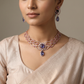 Vine Pattern Crystal Necklace Set with Emerald Accents