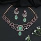 Vine Pattern Crystal Necklace Set with Emerald Accents