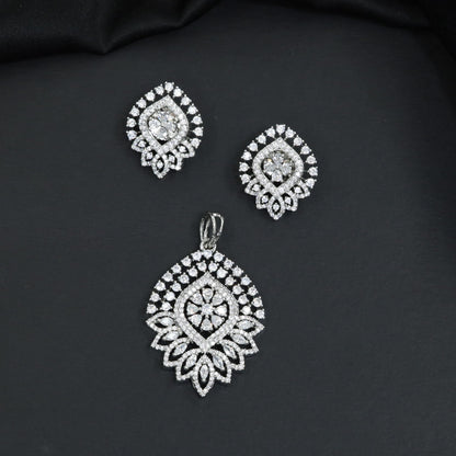 Designer Pendant Set Featuring Floral Cluster Centre
