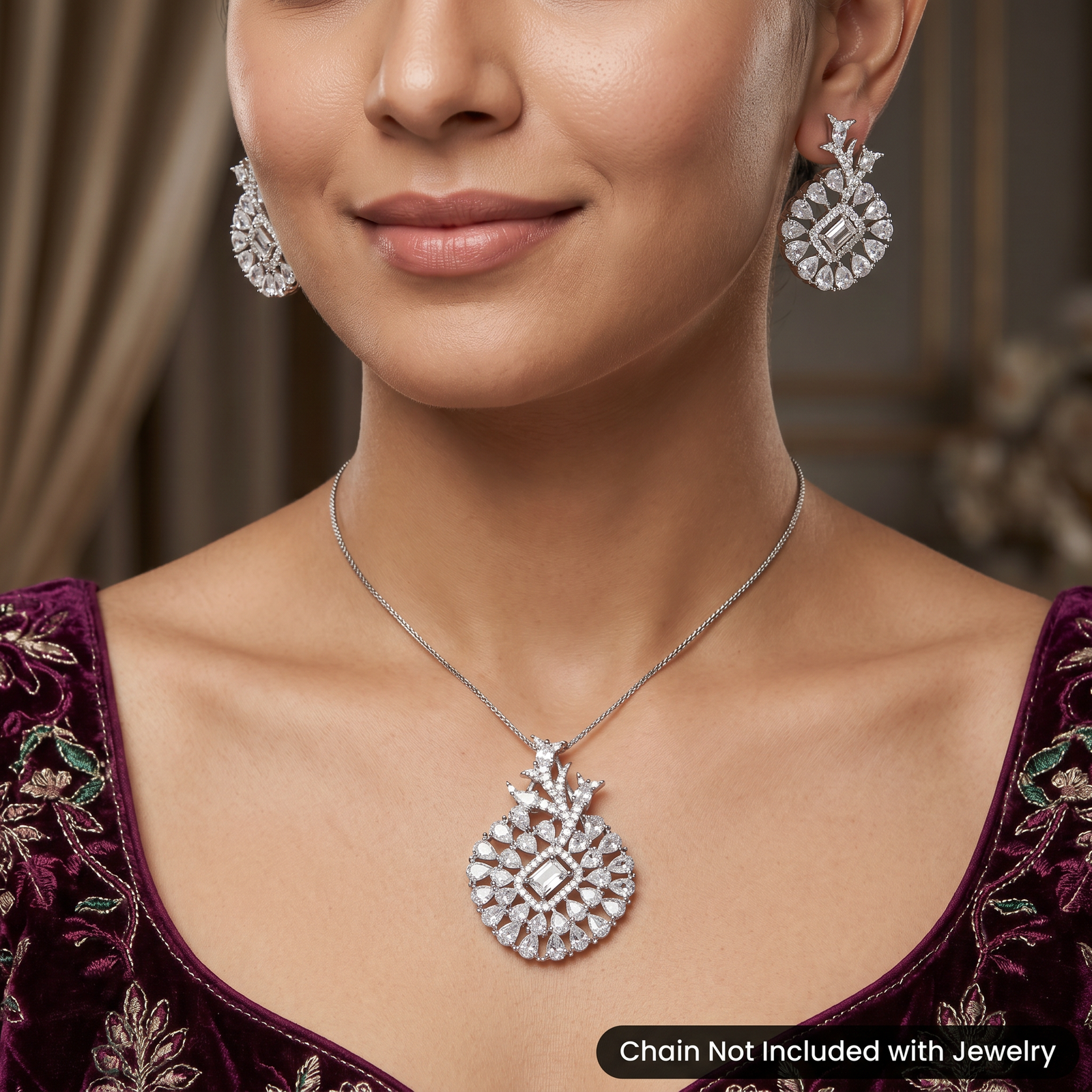 Circular Pendant Set with Floral Arrangement Detailing