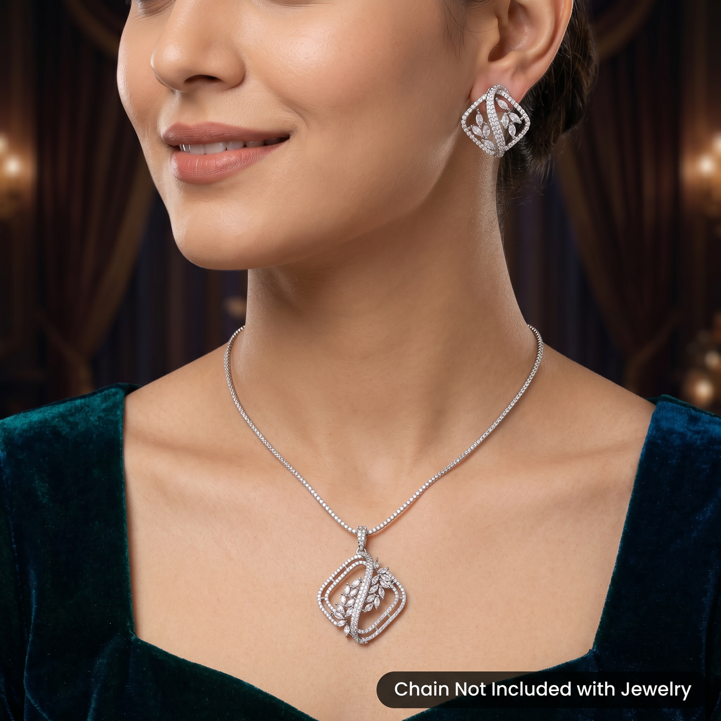 Geometric Pendant Set with Floral Vine Detailing