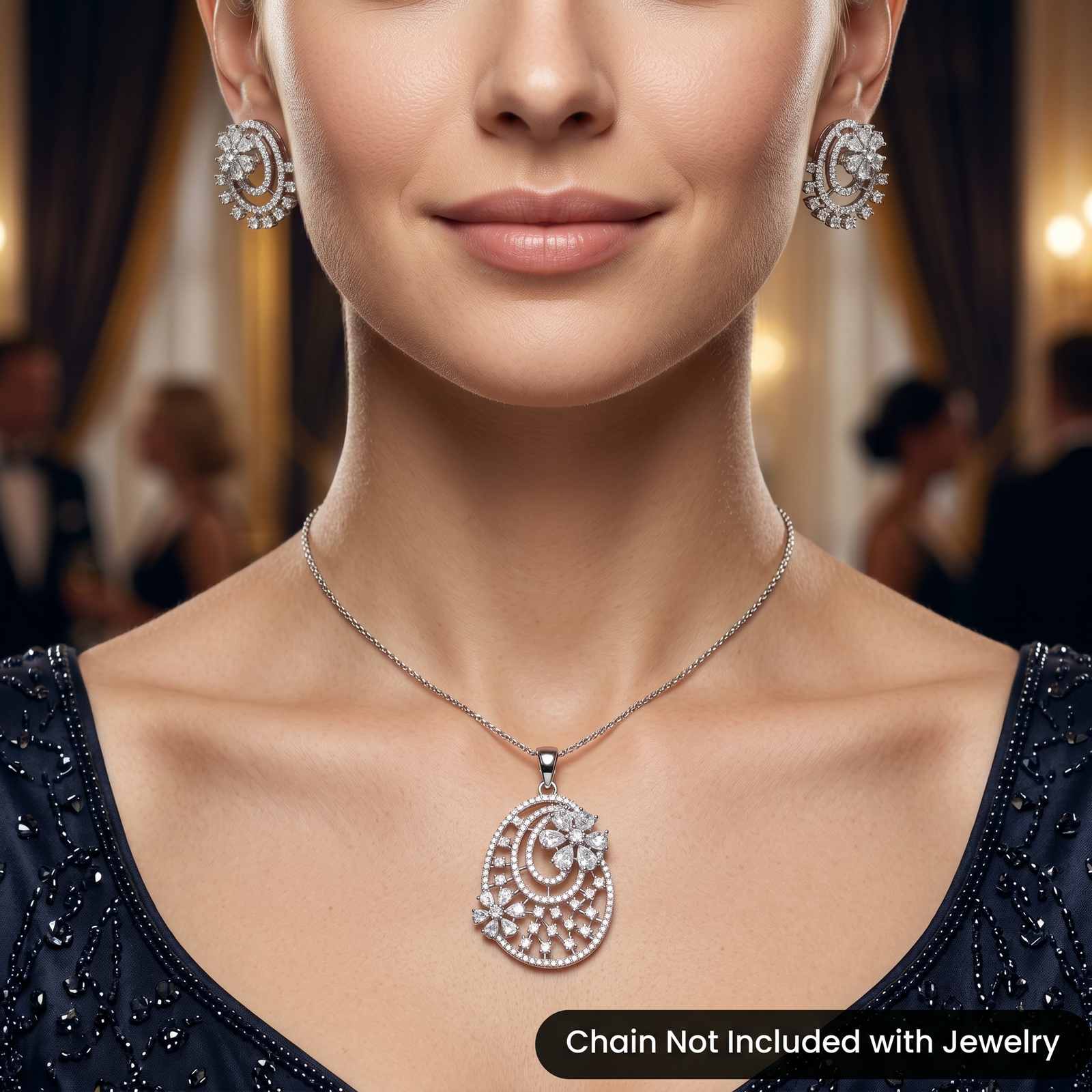 Contemporary Pendant Set with Openwork Circular Design