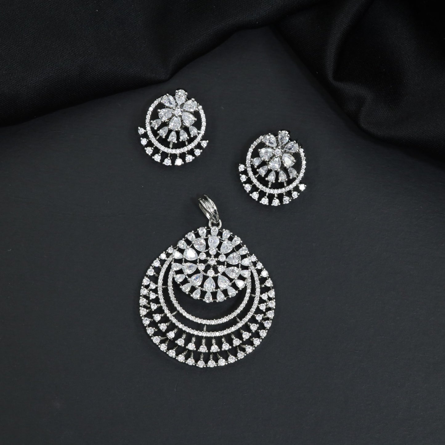 Floral Pendant Set with Matching Stud Earrings