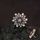 Pearl Tip Floral Rosette Crystal Finger Ring