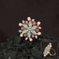 Pearl Tip Floral Rosette Crystal Finger Ring