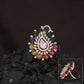 Crystal Paisley Center Finger Ring with Radiating Petal Design