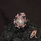 Crystal Paisley Center Finger Ring with Radiating Petal Design