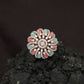 Spiral Floral Crystal Finger Ring with Layered Petal Design