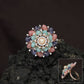 Multi Petal Crystal Finger Ring with Pearl Centerpiece