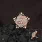 Floral Pearl Crystal Finger Ring with Petal Cluster Design