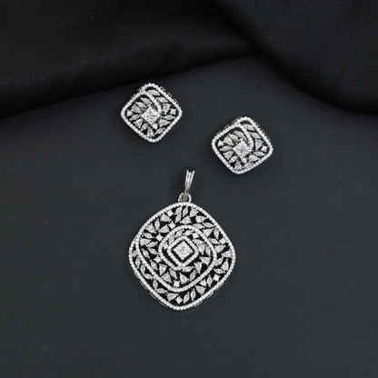 Geometric Pendant Set with Matching Stud Earrings