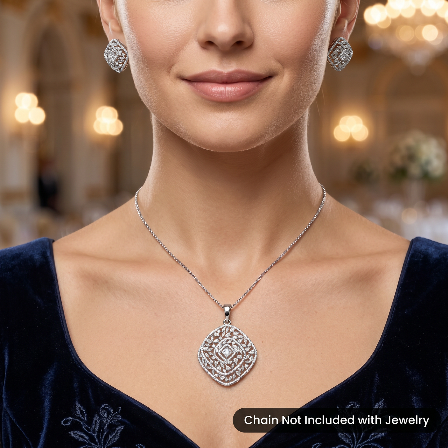 Geometric Pendant Set with Matching Stud Earrings