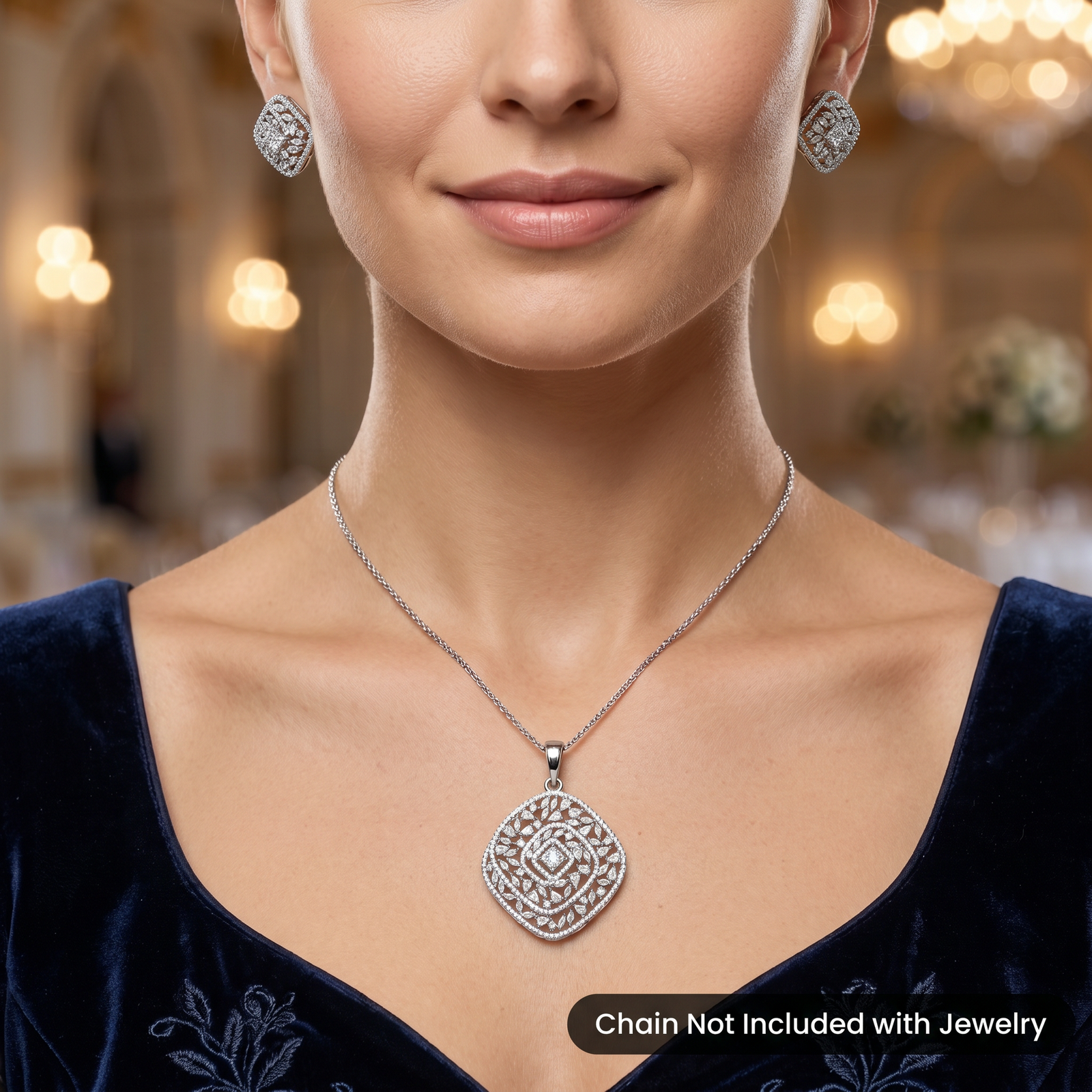 Geometric Pendant Set with Matching Stud Earrings
