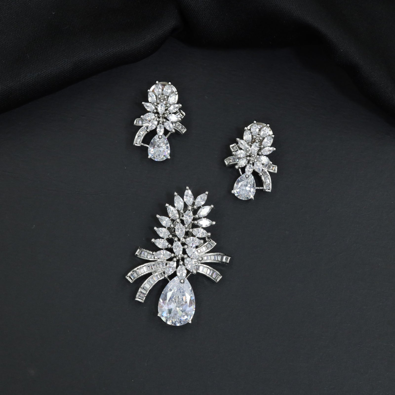 Statement Pendant Set with Marquise and Baguette Detailing