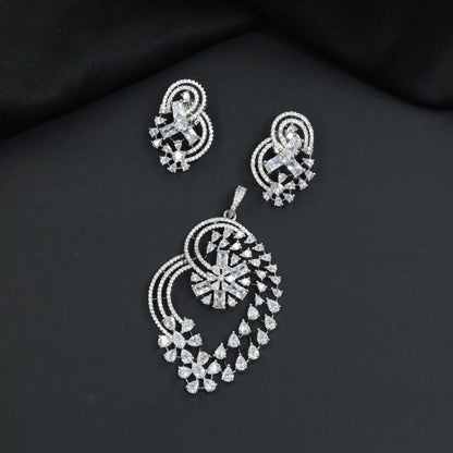 Elegant Pendant Set with Openwork Floral Arrangement