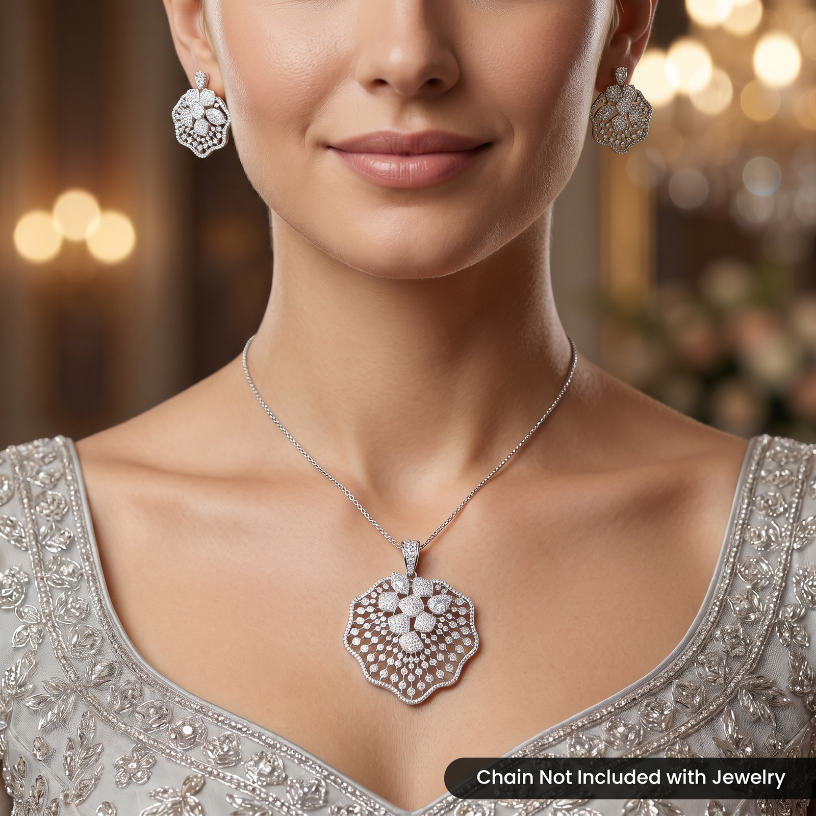 Designer Pendant Set with Intricate Openwork Craftsmanship