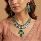 Double Row Rhodium Long Haara Set with Shield Pendant