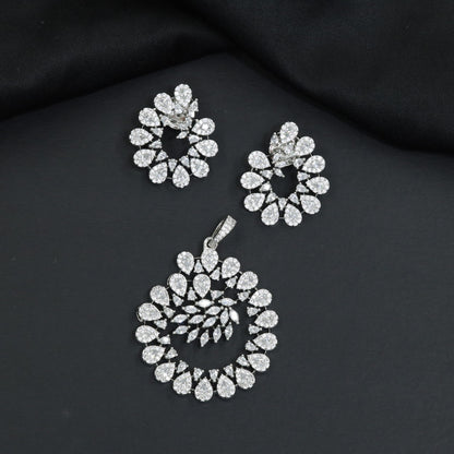 Floral Wreath Pendant Set with Open Centre Design