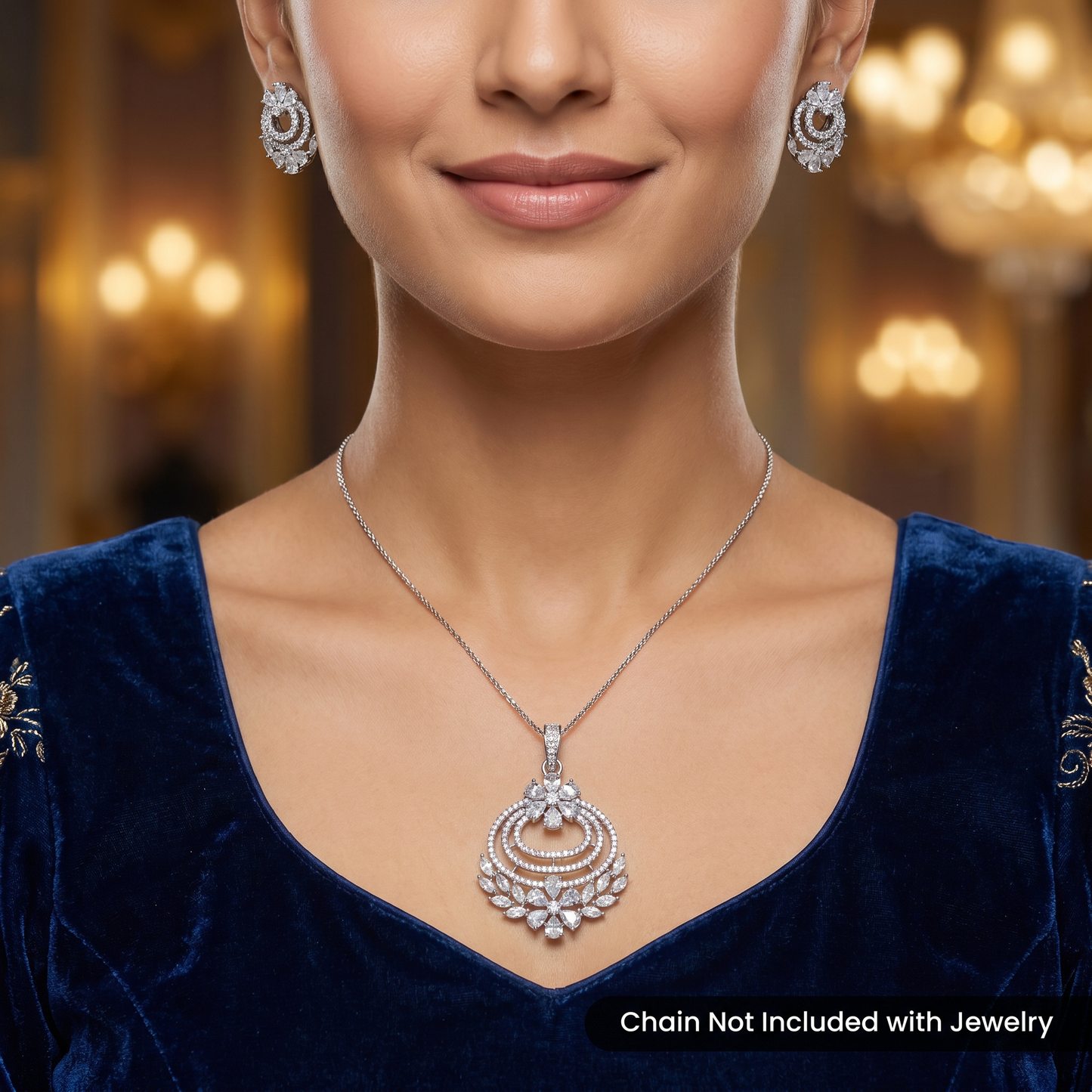 Decorative Pendant Set with Floral Border Detailing