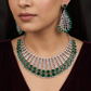 Radiant delicate cascading frame rhodium necklace with heavy statement earrings