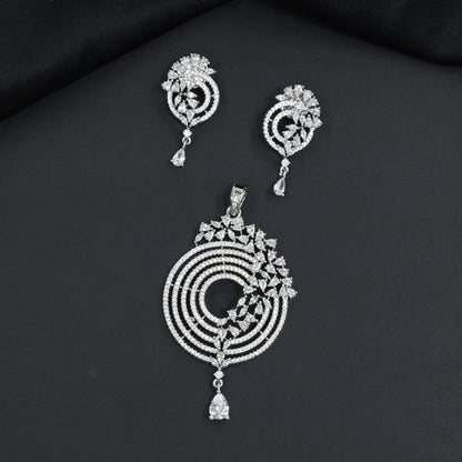 Designer Pendant Set with Floral Arrangement and Circular Frame