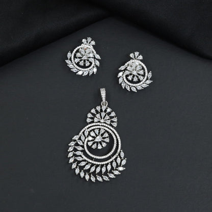 Floral Paisley Pendant Set with Matching Earrings