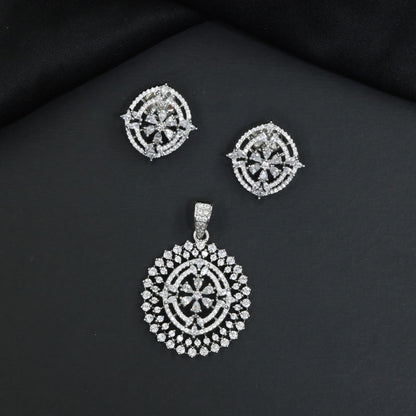 Openwork Pendant Set with Floral Centre Detailing