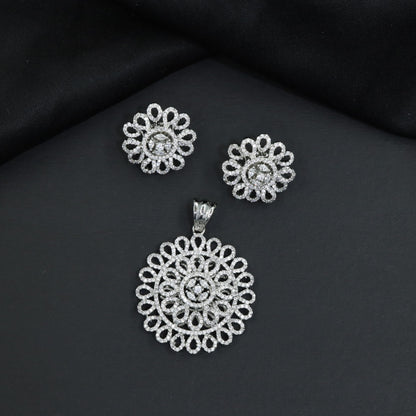 Artistic Pendant Set with Floral Rosette Construction