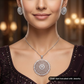 Festive Pendant Set with Sunburst Pattern and Matching Stud Earrings