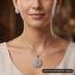 Contemporary Pendant Set with Blossom Design and Matching Earrings