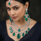 Shimmering clustered tiered statement rhodium necklace set