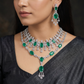Elegant rhodium necklace featuring cascading stone accents