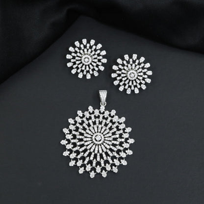 Statement Flower Pendant Set with Radiating Cluster Design