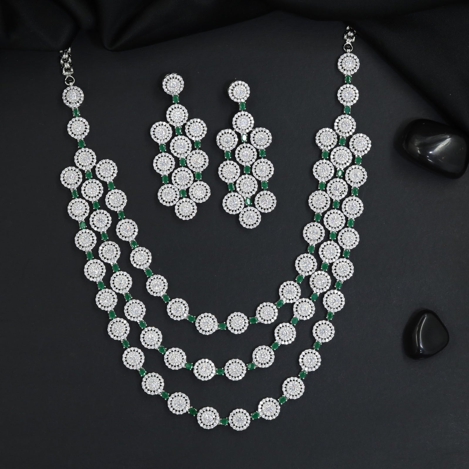 Timeless rhodium necklace featuring ornamental artistry