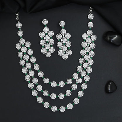 Timeless rhodium necklace featuring ornamental artistry