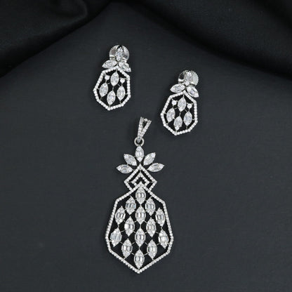 Decorative Pendant Set with Hexagonal Outline and Floral Cluster