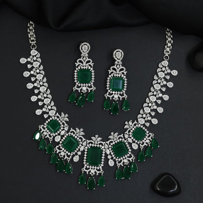 Modern rhodium necklace showcasing couture craftsmanship