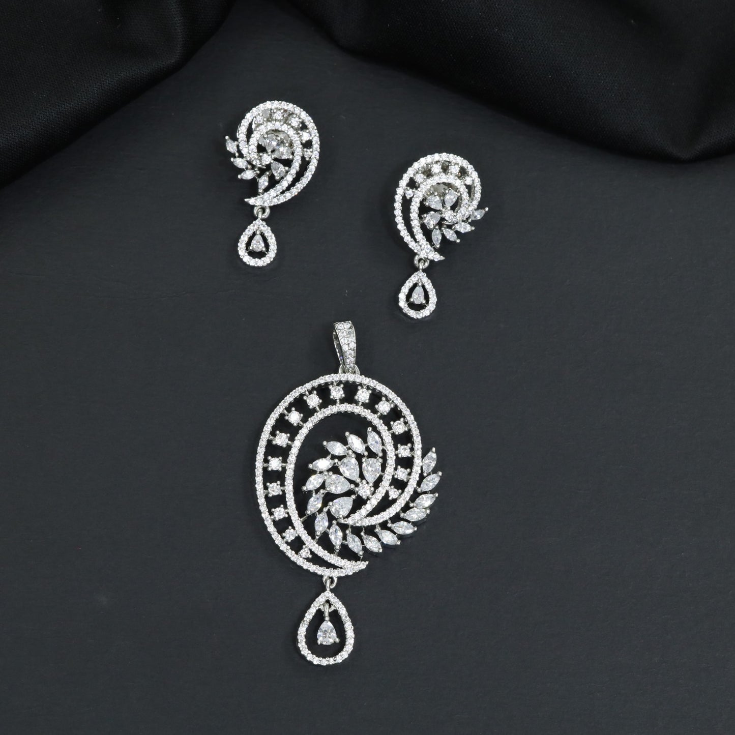 Contemporary Pendant Set with Open Spiral Design and Matching Earrings